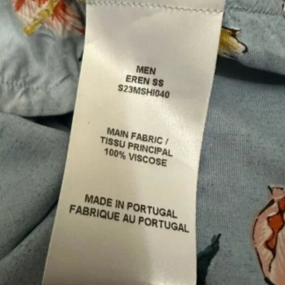 OFFICINE GENERALE Eren SS Floral Print Button-Up Shirt in Blue Multi - Picture 7 of 9